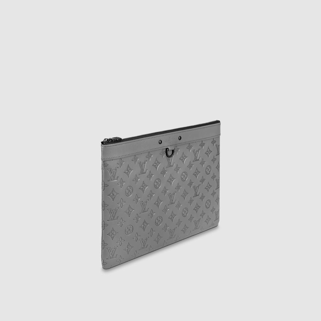 Ví Louis Vuitton Pochette Discovery Monogram Shadow Leather Nam Xám